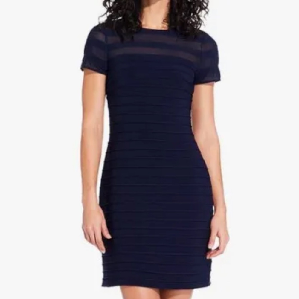 Adrianna Papell Navy Blue Banded Dress Size 12
